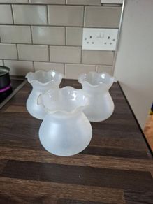 3 Vintage frosted glass light shades