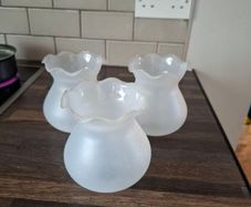 3 Vintage frosted glass light shades