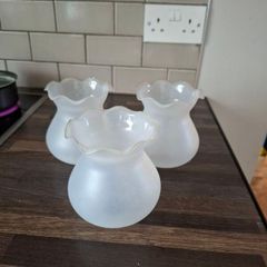 3 Vintage frosted glass light shades