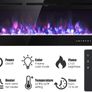 Electric Fireplace Touch Screen Glass Panel Colorful Flame Insert Wall Mounted Heater Remote Control with Crystal&Log Set,900/1800W (FREE POSTAGE) Image 5