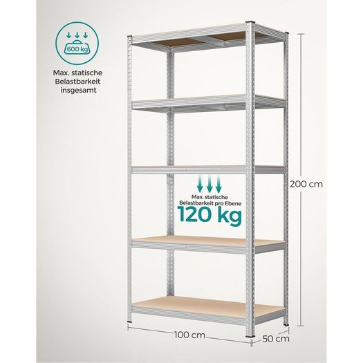 Storage Shelves Set of 2  Heavy Duty Garage Shelving 200 x 100 x 50cm