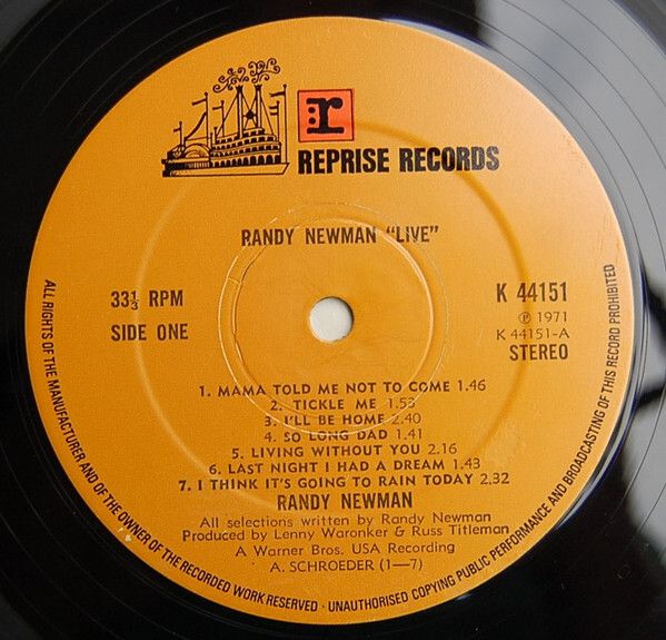 Randy Newman - Live ;  vinyl LP