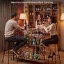 Home Bar Unit, L-Shaped Wine Bar Cabinet Table 3-Tier with Storage Shelves Image 2