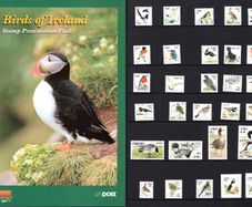 2002-3 Ireland Birds of Ireland Stamp Presentation Pack. Includes all definitive stamps of the Euro Definitive set including 36c wren (only available in booklet)
