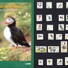 2002-3 Ireland Birds of Ireland Stamp Presentation Pack. Includes all definitive stamps of the Euro Definitive set including 36c wren (only available in booklet)