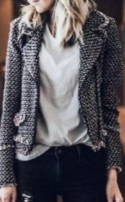 Zara tweed biker style jacket