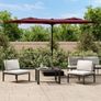Double-Head Garden Parasol with LEDs Bordeaux Red 316x145 cm Image 2