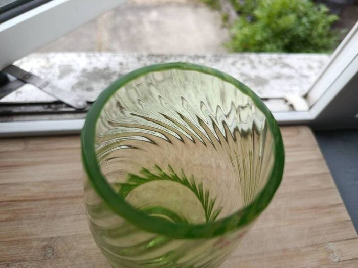 Vintage Humppila Green Swirl Glass Vase