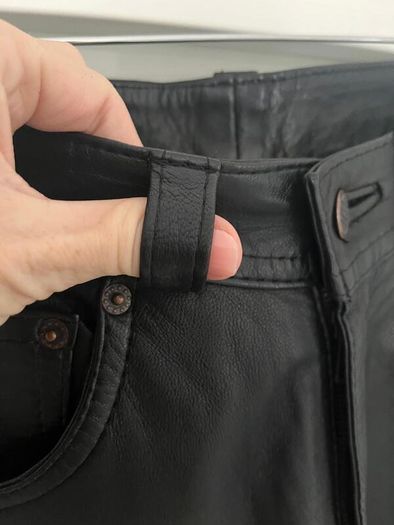 Unsigned black leather trousers jeans style Sz 8UK  W28 L 32