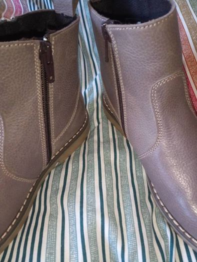 Dubarrys taupe ankle boots with gold decorative zip