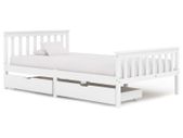 Bed Frame with 2 Drawers White Solid Pine Wood 120x200 cm