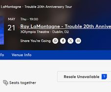 Ray Lamontagne Tickets x 2 Thurs 21st May
