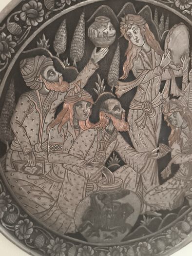 Vintage Persian pewter and brass plates