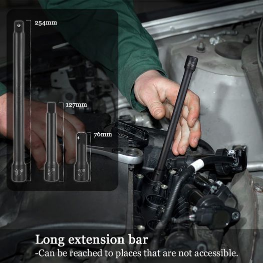 20pcs 1/2" Drive Metric Impact Socket Set Universal Socket Metric Drive Deep Socket Wrench For Air Pneumatic Repair Tools
