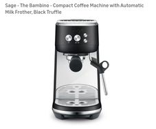 Sage - The Bambino - Compact Coffee Machine with Automatic Milk Frother, Black Truffle