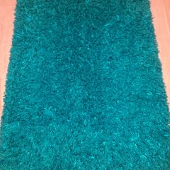 Shag pile teal Rug