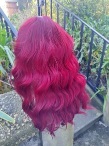 Sensual feminine realistic burgundy wig for crossdresser or ladies