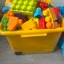 Mega bloks table and large box of blocks Image 2