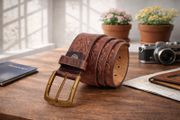 Premium Embossed Genuine Leather Belt Stylish Vintage Designer Belt Durable Formal &amp; Casual Waist Belt