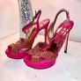 Pink and Gold Gina Stiletto Heels with Crystals Size 6 Image 5