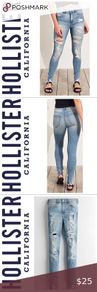 HOLLISTER ripped high waisted jeans Sz W26  (Fit 8-10UK) - Rrp 49.95