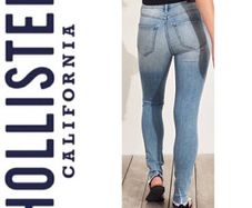 HOLLISTER ripped high waisted jeans Sz W26  (Fit 8-10UK) - Rrp 49.95