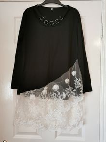Unique Tunic Dress with White Lace Trim size 18