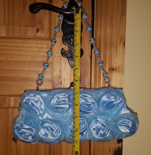 Sky Blue Satin Handbag Clutch