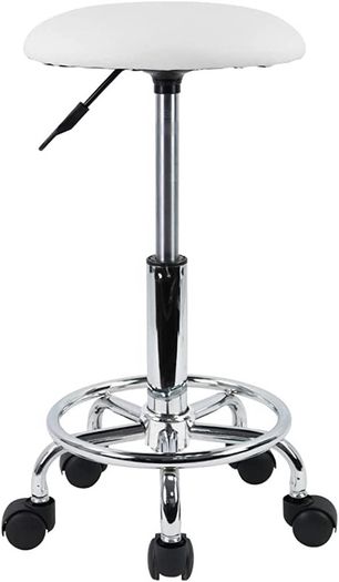 Swivel Rolling Stool Height Adjustable PU Leather Cushion Salon Vanity Massage Office Stool Chair Small (FREE SHIPPING)