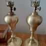 Antique  pair of Brass French oil lamps Image 2