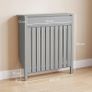 Radiator Cover with Drawer, Vertical Slatted Grill, Industrial MDF Wood Cabinet Shelf Heating Cover for Living Room, Bedroom, Hallway, Small, 88.5 x 19 x 93cm, Grey Image 7