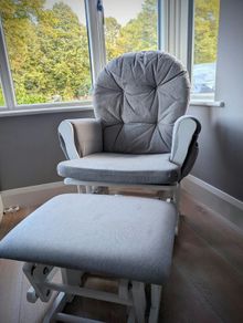 Babylo Milan Glider Nursing Chair and Footstool  White & Grey
