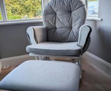 Babylo Milan Glider Nursing Chair and Footstool  White & Grey