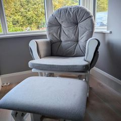 Babylo Milan Glider Nursing Chair and Footstool  White & Grey