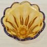 Amber vase on a foot made of pressed glass Image 2