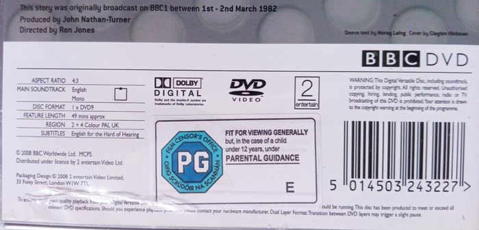 Doctor Who (Peter Davidson) [1982] Black Orchid [1xDVD TV Boxset]