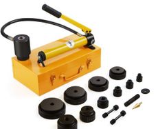 15 Ton Hydraulic Knockout Punch Driver Kit Hole Tool 12.7mm-101.6mm with 10 Dies