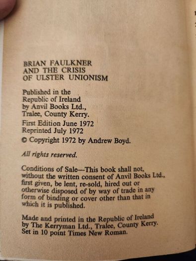 Brian Faulkner And The Ulster Unionism. By Andrew  Boyde. Paperback In Good Condition.