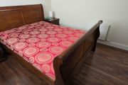 Dark Mahogany Wooden Sleigh King size Bed