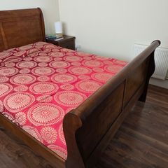 Dark Mahogany Wooden Sleigh King size Bed