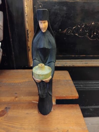 Wood Vintage Nun figure