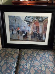 Outside the Vaudeville Theatre, Paris by Jean Beraud - Large framed print