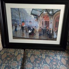 Outside the Vaudeville Theatre, Paris by Jean Beraud - Large framed print