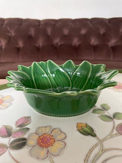 Vintage Appolia French Ceramic Sunflower Baking Form in Provincial Green