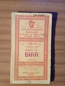 Ordinance Survey map of Birr. Half inch.