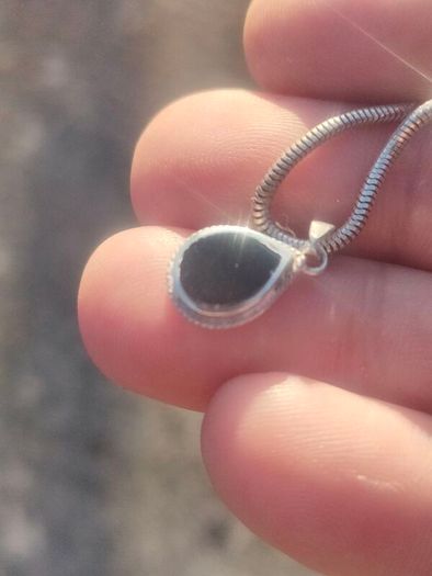 Vintage Teardrop Black Onyx Sterling Silver Pendant Set