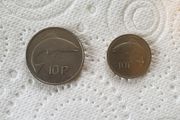 1978 Ten Pence Coin and 1994 10 p Coin Irish Currency Punt Ireland 10p 10pence