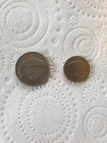 1978 Ten Pence Coin and 1994 10 p Coin Irish Currency Punt Ireland 10p 10pence