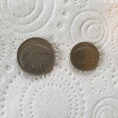 1978 Ten Pence Coin and 1994 10 p Coin Irish Currency Punt Ireland 10p 10pence