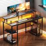 Gaming Desk with LED Lights, 120x50 cm Computer desk with Power Outlets Image 3